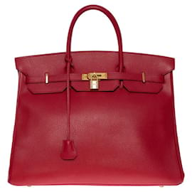 Hermès-Bolso Hermes Birkin 40 en cuero rojo - 101216-Roja