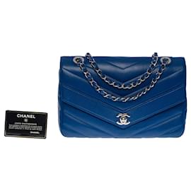 Chanel-Sac Chanel Timeless/Classic in Blue Leather - 101217-Blue