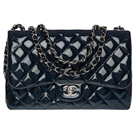 Chanel-Sac Chanel Timeless/Classic in Navy Blue Patent Leather - 101206-Navy blue