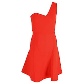 Roland Mouret-Roland Mouret One-strap Flared Mini Dress in Orange Wool-Orange