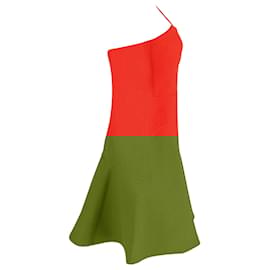 Roland Mouret-Roland Mouret One-strap Flared Mini Dress in Orange Wool-Orange