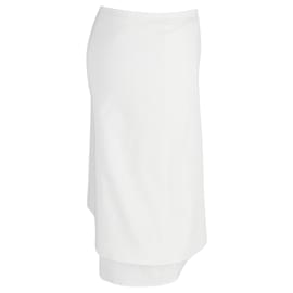 Prada-Prada Asymmetric Skirt in White Cotton-White