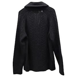 Polo Ralph Lauren-Polo Ralph Lauren Shawl Collar Cable Knit Cardigan in Black Wool-Black