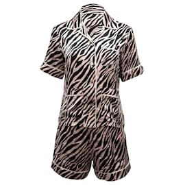 Autre Marque-Conjunto de pijama com estampa de zebra Olivia Von Halle Millicent em seda rosa-Outro