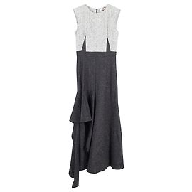 Abito Alexander McQueen Donegal Drape Midi in lana nera e grigia Multicolore