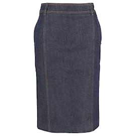 Saint Laurent-Saint Laurent Denim Skirt in Blue Cotton-Blue