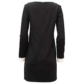 Theory-Theory Long-sleeved Mini Dress with Bateau Neckline in Black Triacetate-Black