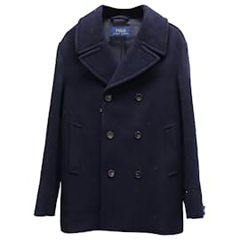 Ralph Lauren-Polo Ralph Lauren Double-Breasted Peacoat in Navy Blue Wool-Navy blue