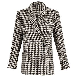 Anine Bing Kaia Hahnentritt-gefütterter Blazer aus schwarzem bedrucktem Acryl Andere