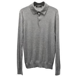 Ermenegildo Zegna Langarm-Poloshirt aus grauem Kaschmir Grau