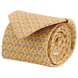 Salvatore Ferragamo-Salvatore Ferragamo Bee Printed Tie in Yellow Silk -Yellow