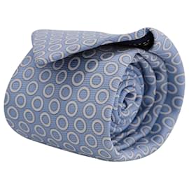 Ermenegildo Zegna-Ermenegildo Zegna Circle Pattern Print in Light Blue Silk-Blue