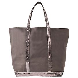 Vanessa Bruno Cabas moyen zippé sequins et toile Gris