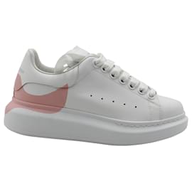 Alexander Mcqueen-Alexander McQueen Oversized Sneakers in White and Pink Leather-White