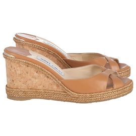 Jimmy Choo Almer 50 Slides em couro marrom Marrom