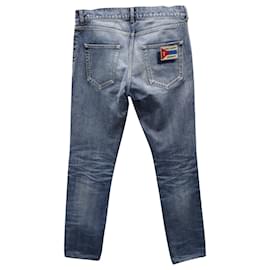 Saint Laurent-Saint Laurent Slim Fit Jeans in Blue Cotton-Blue