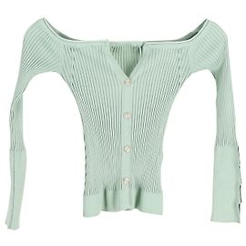 Jacquemus Tordu Cold-Shoulder-Rippenstrick-Cardigan aus grüner Viskose Grün