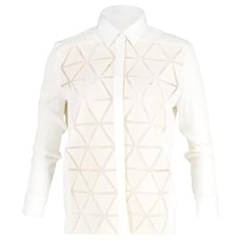 Victoria Beckham-Chemise boutonnée géométrique Victoria Beckham en coton crème-Blanc,Écru