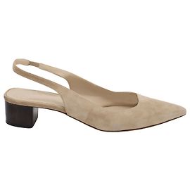 Theory Block Heel Slingback in Beige Suede Beige