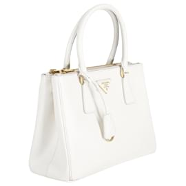 Prada-Prada Galleria Handtasche aus weißem Saffiano-Leder-Weiß