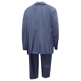 Ermenegildo Zegna-Emenergildo Zenga Single-Breasted Coat and Trouser Suit Set in Blue Wool-Blue