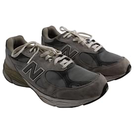 New Balance-Nuovo equilibrio 990V3 Sneakers Made in USA in Sintetico Grigio Bianco-Grigio