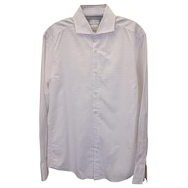 Brunello Cucinelli-Brunello Cucinelli Checkered Slim Fit Shirt in White Cotton-Other