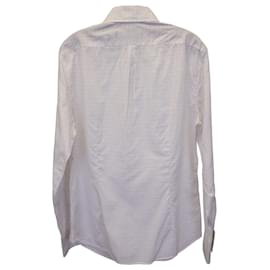 Brunello Cucinelli-Brunello Cucinelli Camisa xadrez slim fit em algodão branco-Outro
