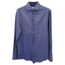 Brunello Cucinelli Camicia Slim Fit in Cotone Blu Blu navy