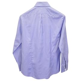 Brunello Cucinelli-Brunello Cucinelli Camisa de corte slim a rayas en algodón azul-Otro