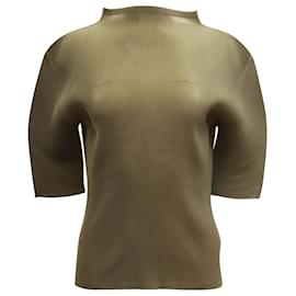 Issey Miyake-Issey Miyake Pleats Please Structured Top in Olive Polyester -Green,Olive green