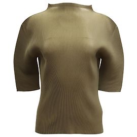 Issey Miyake Haut Structuré Pleats Please en Polyester Olive Vert Vert olive