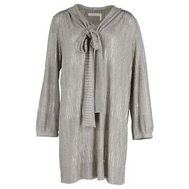 See by Chloé See by Chloe Pussybow-Strickkleid aus Polyester in Metallic-Silber Silber Metallisch