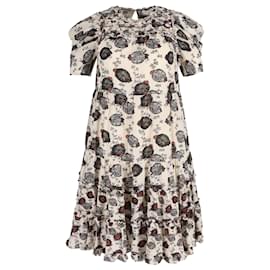 Ulla Johnson-Cassian Cassian Floral Dress in Cream Cotton-Other,Python print