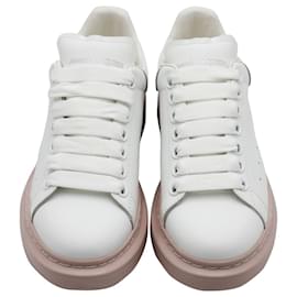 Alexander Mcqueen-Alexander McQueen Color-Block Sole Oversized Sneakers in White Leather-White