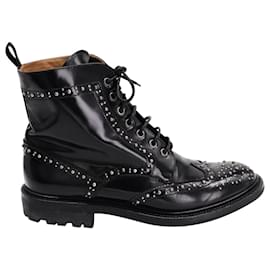 Church's-Church’s Angelina Black Studded Ankle Boots in Black Leather-Black