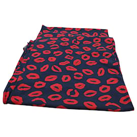 Marc Jacobs-Marc Jacobs Kiss Print Scarf in Blue Cotton-Other