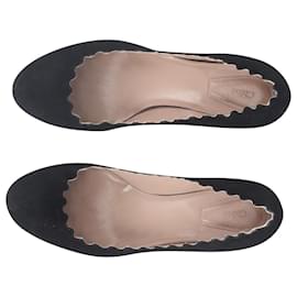 Chloé-Sapatos Lauren com recortes Chloe em camurça preta-Preto
