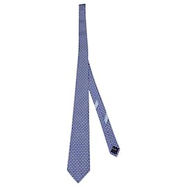 Salvatore Ferragamo-Salvatore Ferragamo Cartoon Birds Printed Tie in Blue Silk-Blue