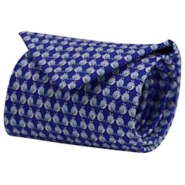 Salvatore Ferragamo-Salvatore Ferragamo Cartoon Birds Printed Tie in Blue Silk-Blue