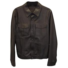 Ermenegildo Zegna-Ermenegildo Zegna Overshirt Jacket in Brown Calf Leather-Brown