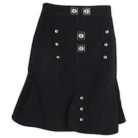 Peter Pilotto-Peter Pilotto Mini Ruffled Fluted Skirt in Black Wool-Black