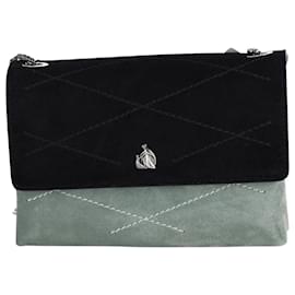 Lanvin-Lanvin Mini Sugar Shoulder Bag in Black and Grey Suede-Grey