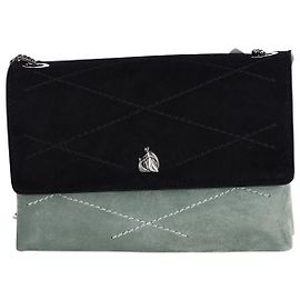 Mini bolsa de ombro Lanvin Sugar em camurça preta e cinza Cinza