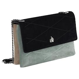 Lanvin-Lanvin Mini Sugar Shoulder Bag in Black and Grey Suede-Grey