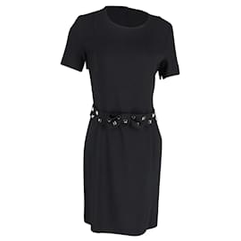 Moschino-Moschino Mini-robe cloutée avec ceinture à nœud en polyester noir-Noir