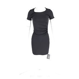 ROBE MINI FRONCÉE THEORY en viscose noire Noir
