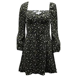 Reformation-Reformation Remi Mini Dress in Floral Viscose-Black
