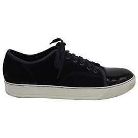 Lanvin Toe-Cap Sneakers in Navy Blue Velvet Navy blue