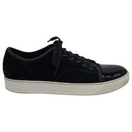 Lanvin-Lanvin Toe-Cap Sneakers in Navy Blue Velvet-Navy blue